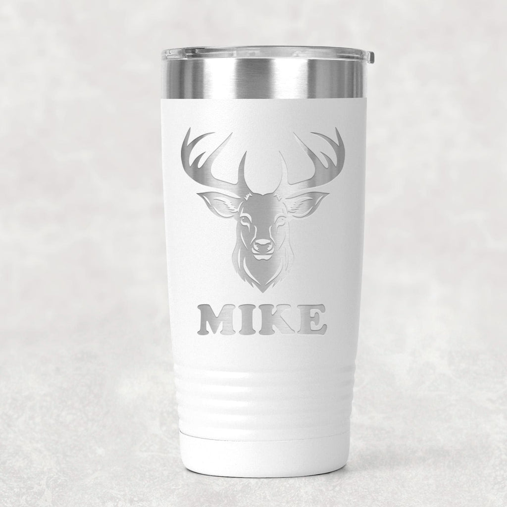 Personalized Deer Hunting Tumbler with Custom Name, Insulated Travel Mug for Outdoor Enthusiasts, Keeps Beverages Hot or Cold
