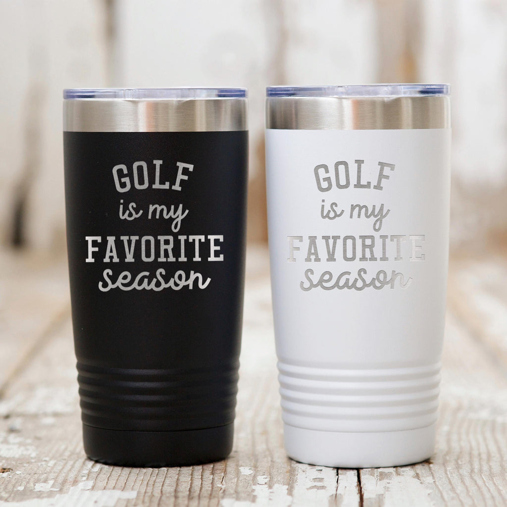Golf Tumbler 20 oz Travel Mug for Golf Enthusiasts, "Golf is My Favorite Season" Gift, Vibrant Colors, Golf Accessories