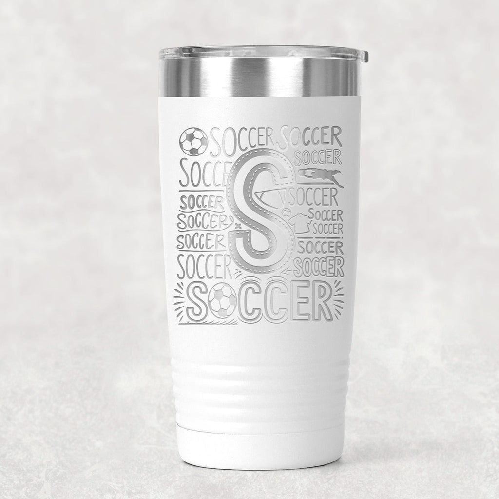 Soccer Tumbler 20 oz with Insulation, Sports Gift for Soccer Enthusiasts, Athletes, Soccer Mom Gift, Team Gift Idea, Soccer Accessories