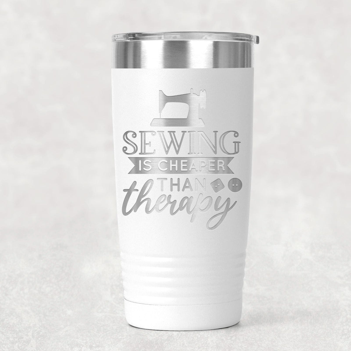 Personalized Sewing Tumbler 20 oz stainless steel insulated drinkware for crafters, hot or cold beverage travel mug, gift for sewists