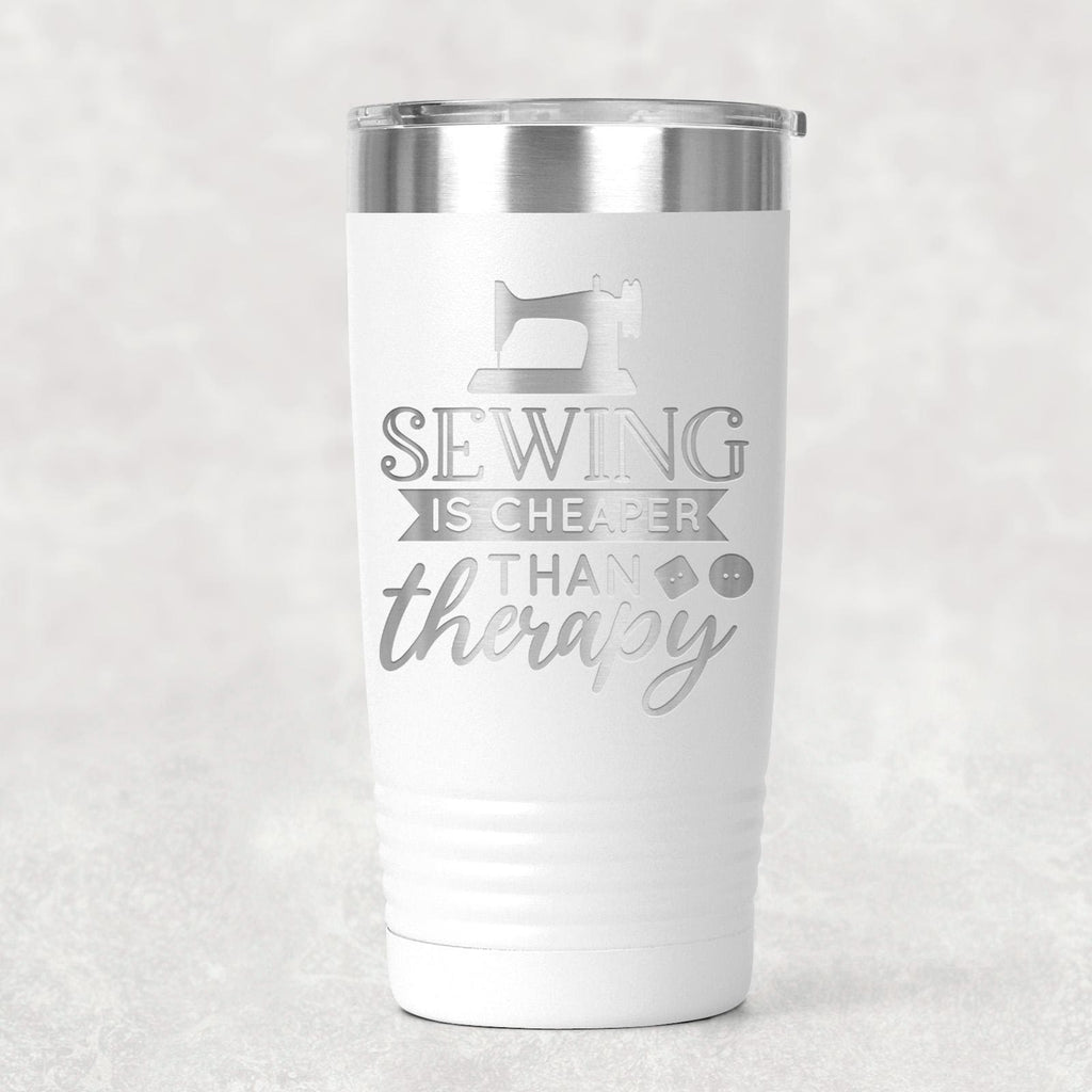 Personalized Sewing Tumbler 20 oz stainless steel insulated drinkware for crafters, hot or cold beverage travel mug, gift for sewists