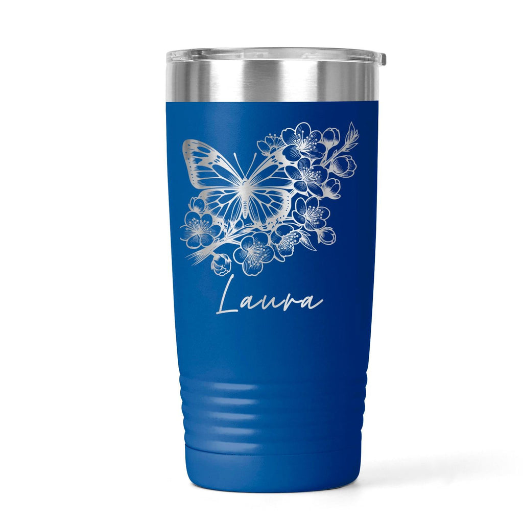Personalized Butterfly Floral 20 oz Tumbler with Name Custom Coffee Mug Insulated Keepsake Gift for Her Birthday Holiday
