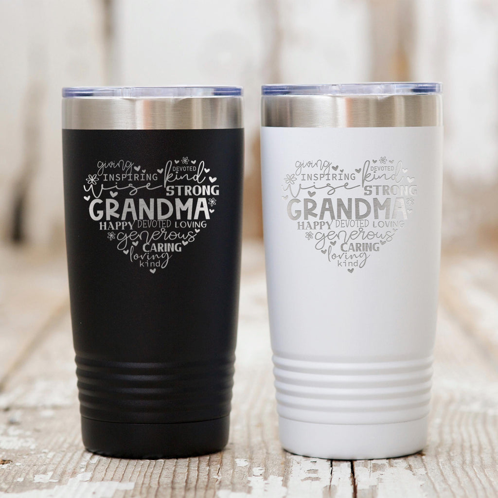 Grandma Tumbler 20 oz Stainless Steel Insulated Gift for Grandma Mother’s Day Birthday Christmas Pink or White Mom Gift
