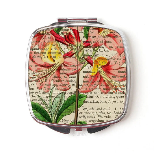 Vintage Floral Compact Mirror - Compact Mirror Gift for Her - Pocket Mirror - Purse Mirror - Pocket Mirror