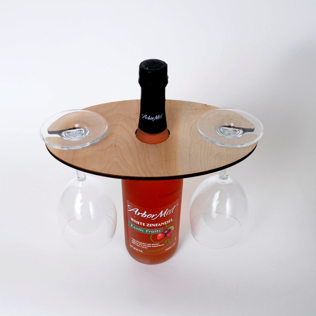 Wine Glass Holder - Wedding Gift - Eat Drink & Be Married - Personalized Wood Wine Glass Carrier