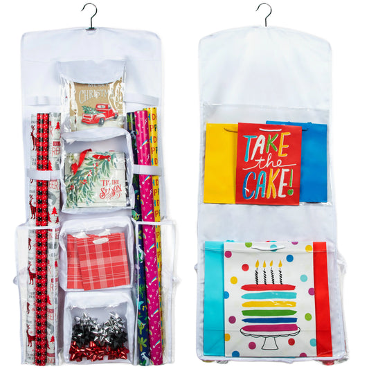Gift Wrap Storage Organizer Wrapping Paper Holder Christmas Gift Bag Hanging Container - Joyful Moose