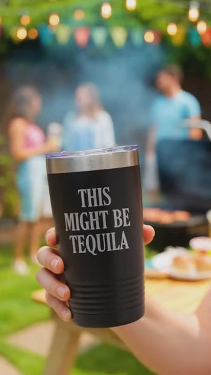 Vacuum Insulated Tumbler - Stainless Steel Travel Drink Mug With Laser Engraved Design