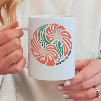 Floral Ceramic Mug – Inspirational Coffee Cup with Motivational Flower Pattern