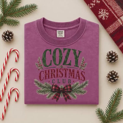 Cozy Christmas Shirt, Buffalo Plaid Comfort Colors Tee, Cozy Crew