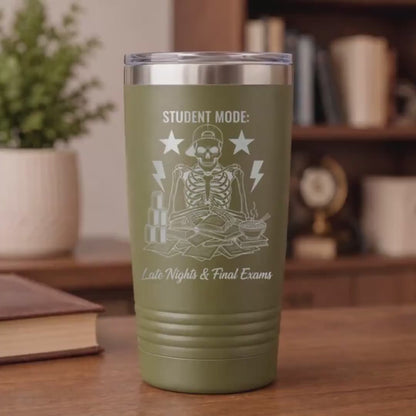 College Student Tumbler, 20oz Insulated Skeleton Design Cup Dorms
