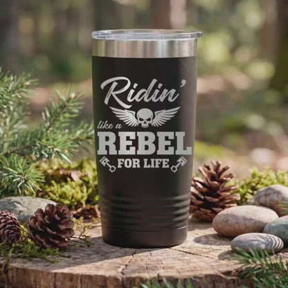 Motorcycle Tumbler, 20Oz Ride Or Die Skeleton Biker Skull Tumbler