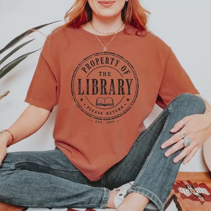 Librarian Shirt', Library Property Tee, Vintage Moss, Unisex XS M