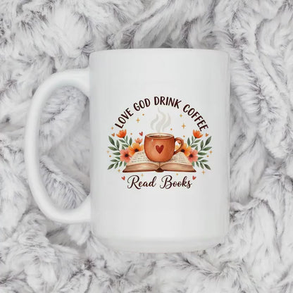 Christian Coffee Mug – Inspirational Faith Based Gift | Book Lover Floral Cup