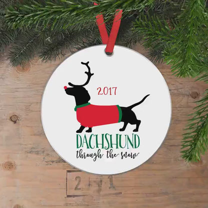 Dachshund Christmas Ornament, 2.75 In Aluminum, Funny Doxie Gift.