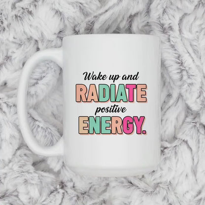 Positive Energy Mug - Motivational Coffee Cup | Cute Pastel Ceramic Cup