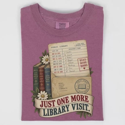 Book Lover Shirt, Just One More Library Visit Vintage Tee Comfort