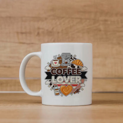 Coffee Lover Mug - Espresso Machine Ceramic Coffee Cup Gift for Latte Lovers