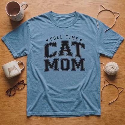 Cat Mom Shirt, Full-Time Comfort Colors Tee, Yellow Gift For Moms