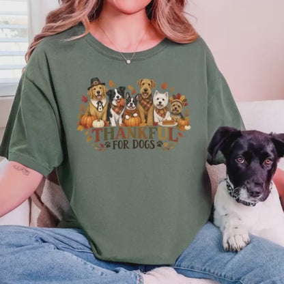 Dog Mom Thanksgiving Shirt, Thankful For Dogs Pumpkin Tee, Unisex