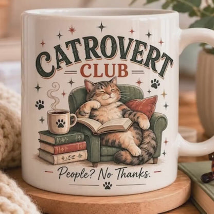 introvert cat mug, Ceramic Catrovert Mug, 15oz, 11oz, Both Sides!