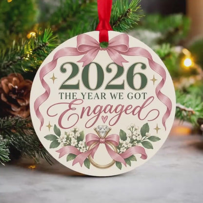 2026 Engaged Ornament, Our First Christmas Engaged 2.7in Aluminum