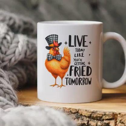 Funny Chicken Mug - Ceramic Coffee Cup With Playful Chicken Design & Humor