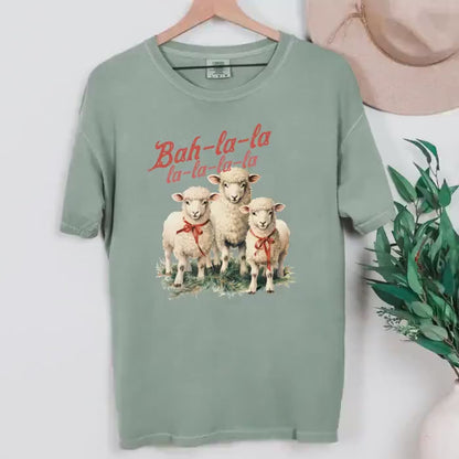 Bah La La Christmas T-shirt Comfort Colors Sheep Holiday Graphic Tee Cozy Vintage-Inspired Festive Shirt Animal Lover Gift