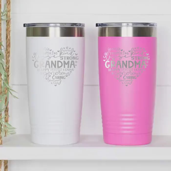 Grandma Tumbler 20 oz Stainless Steel Insulated Gift for Grandma Mother’s Day Birthday Christmas Pink or White Mom Gift