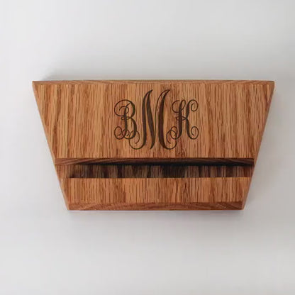 Wood iPad Stand - Custom Monogram Engraved Tablet Holder & Charging Station Dock
