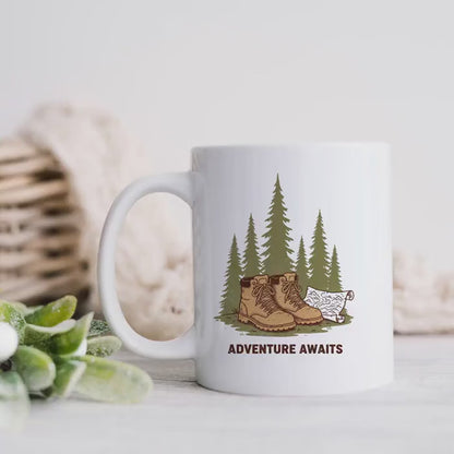Adventure Mug – Rustic Hiking Coffee Cup | Camping Ceramic Mug, Outdoor Lover Gift