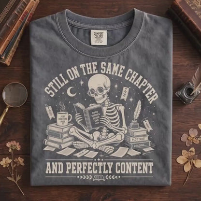 Book Lover T-Shirt, Reading Skeleton Tee, Comfort Colors, CozyTop