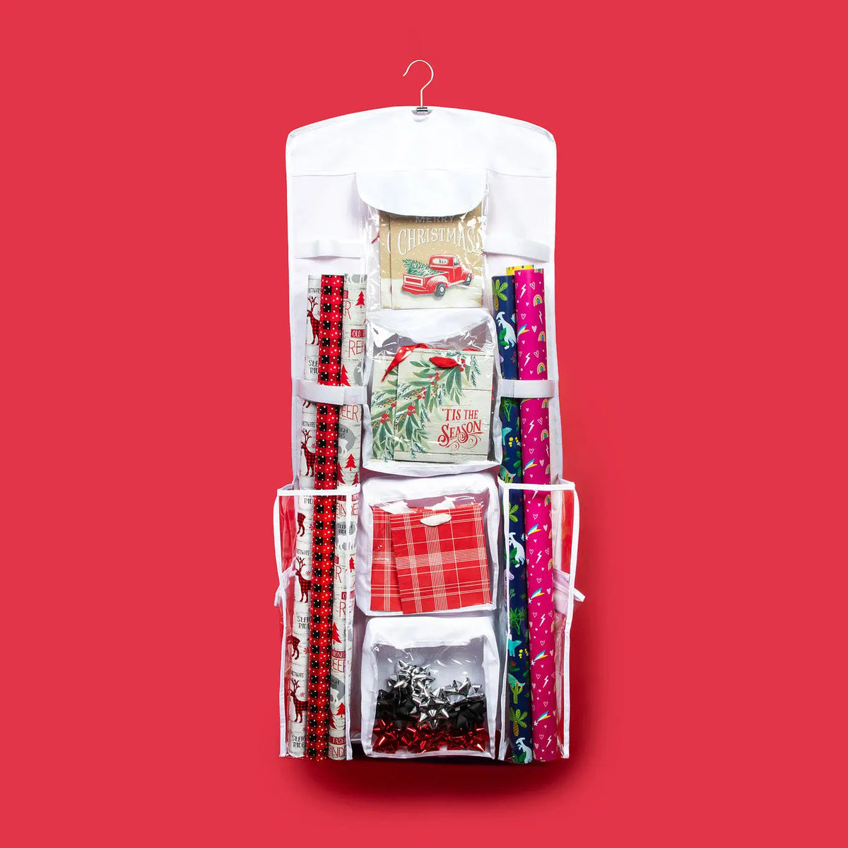 Gift Wrap Storage Organizer Wrapping Paper Holder Christmas Gift Bag Hanging Container - Joyful Moose