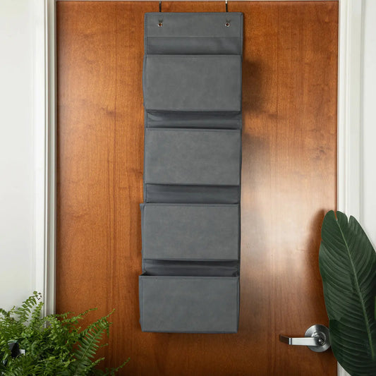 Over the Door Hanging Organizer Closet Storage Bins Grey - Joyful Moose