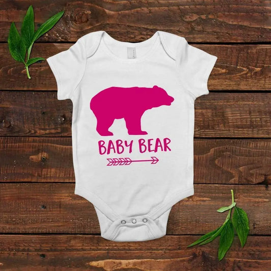baby bear shirt - pink baby girl gift - one piece outfit