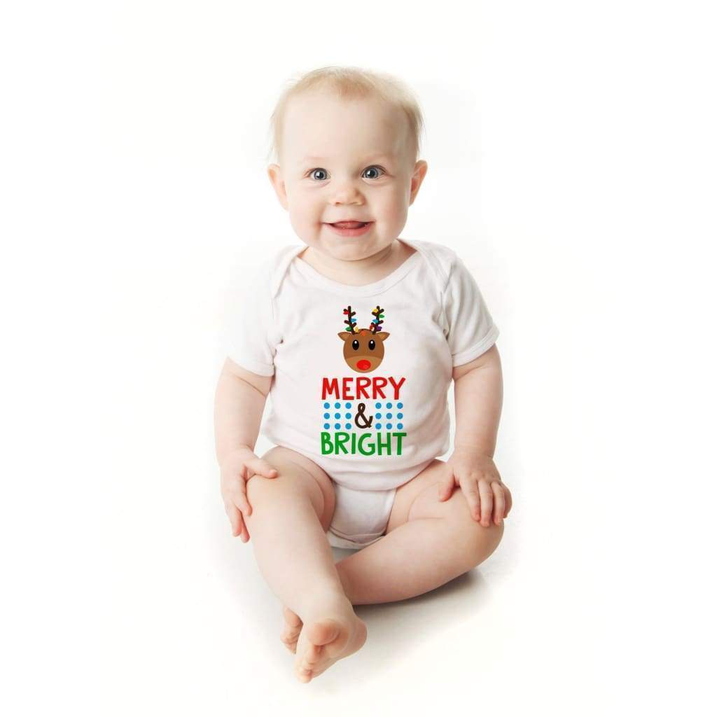 Baby Bodysuit - Baby Shower Gift - Christmas Reindeer Merry & Bright
