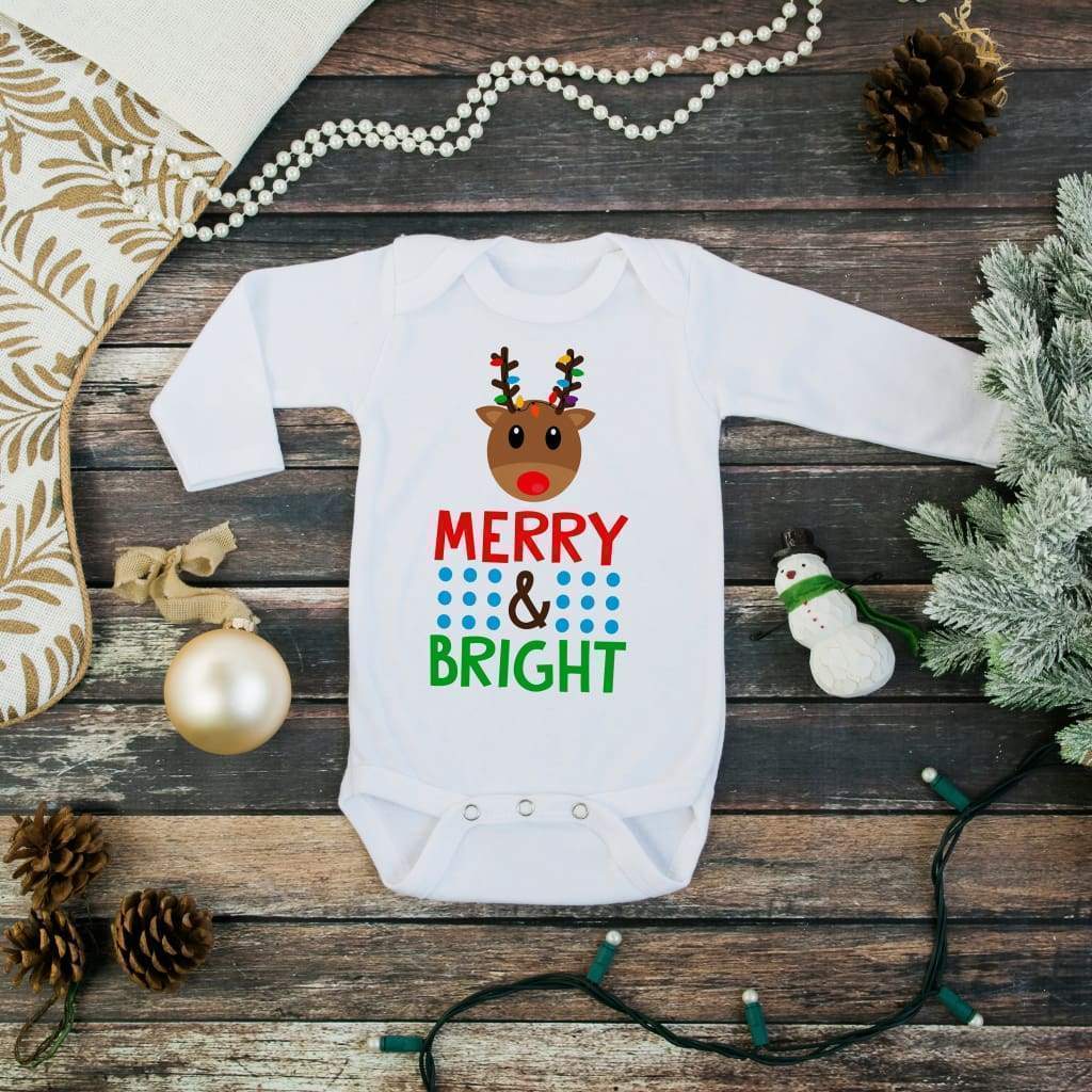 Baby Bodysuit - Baby Shower Gift - Christmas Reindeer Merry & Bright