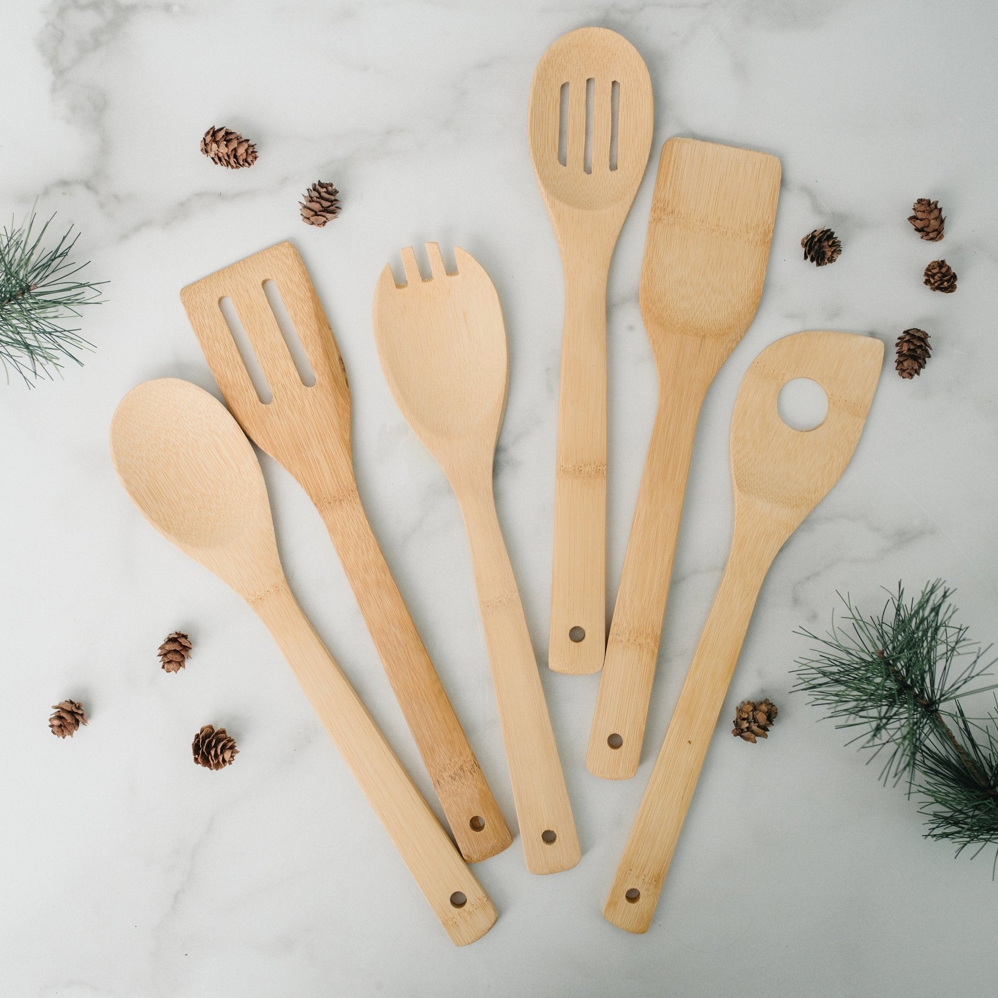 Taesun Gifts for Mom, Christmas Kitchen Gifts for Mom from Daughter,  Birthday Gift Wooden Cooking Spoons Set Bamboo Kitchen Cooking Utensils Set  with