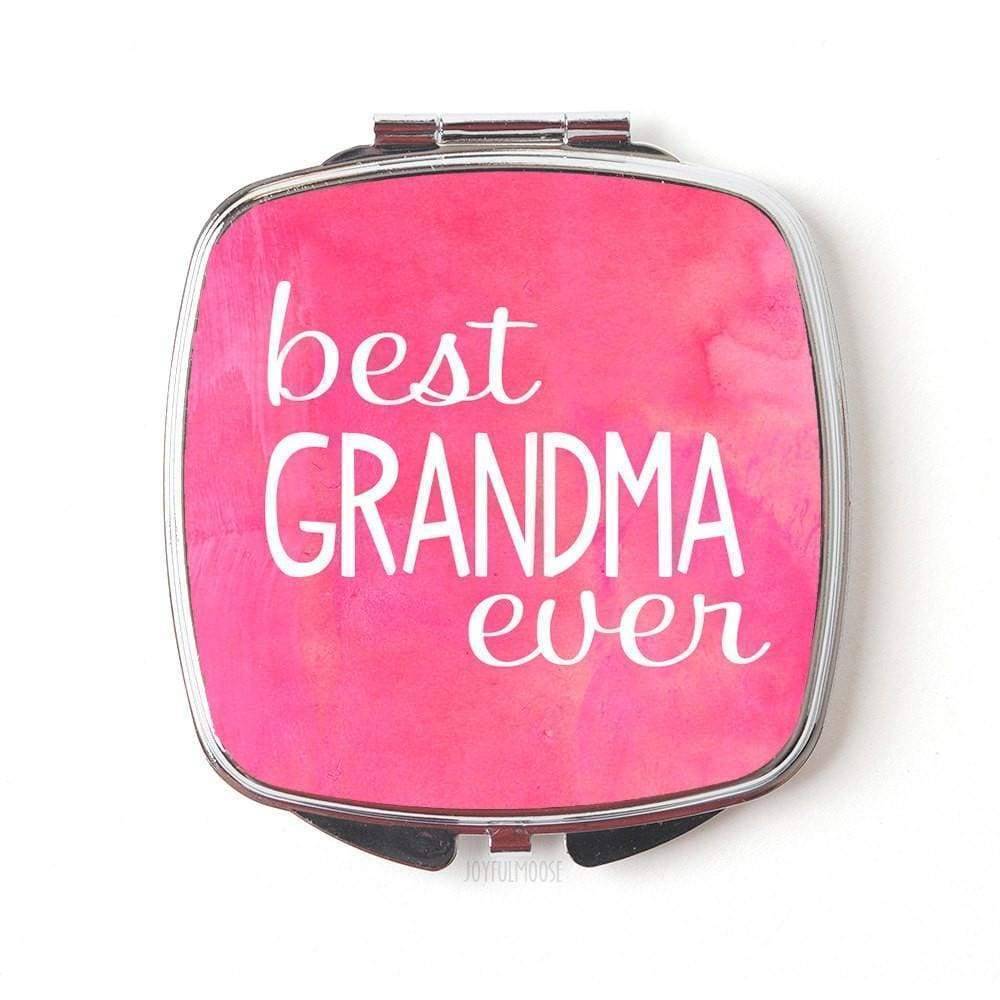 Best Grandma Ever Compact Mirror - Mother's Day Gift for Grandmother - Pink Watercolor Pocket Mirror