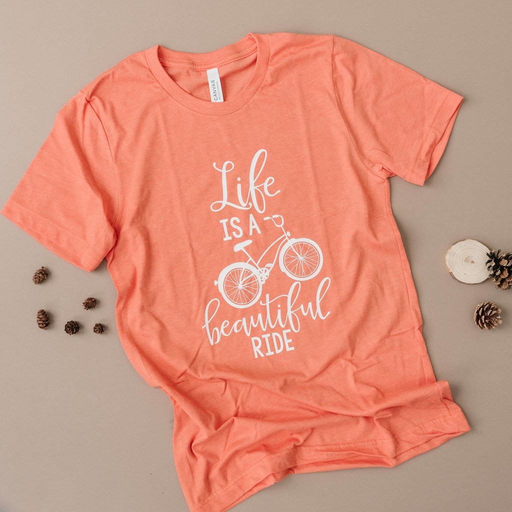 Bicycle Tshirt - Life is Beautiful Ride Quote - Graphic Tee Bicycle Gift