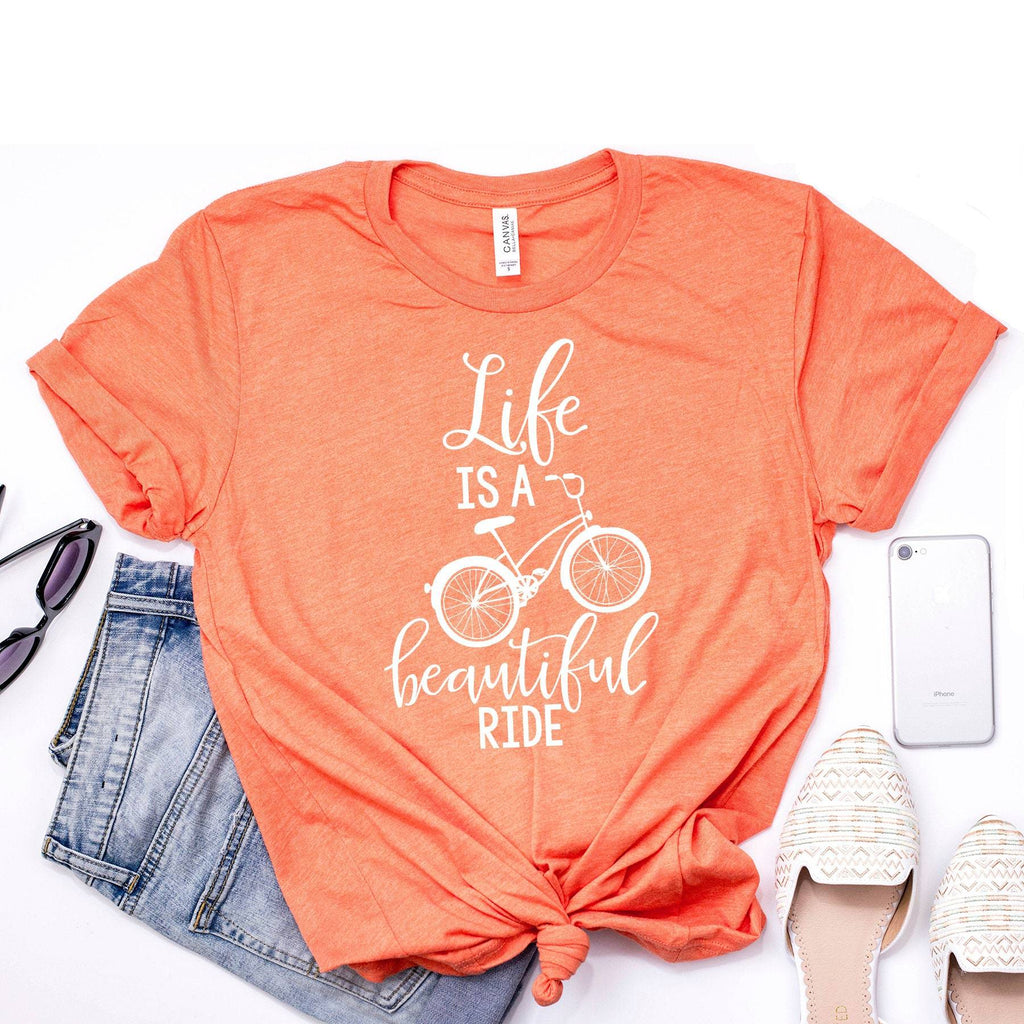 Bicycle Tshirt - Life is Beautiful Ride Quote - Graphic Tee Bicycle Gift