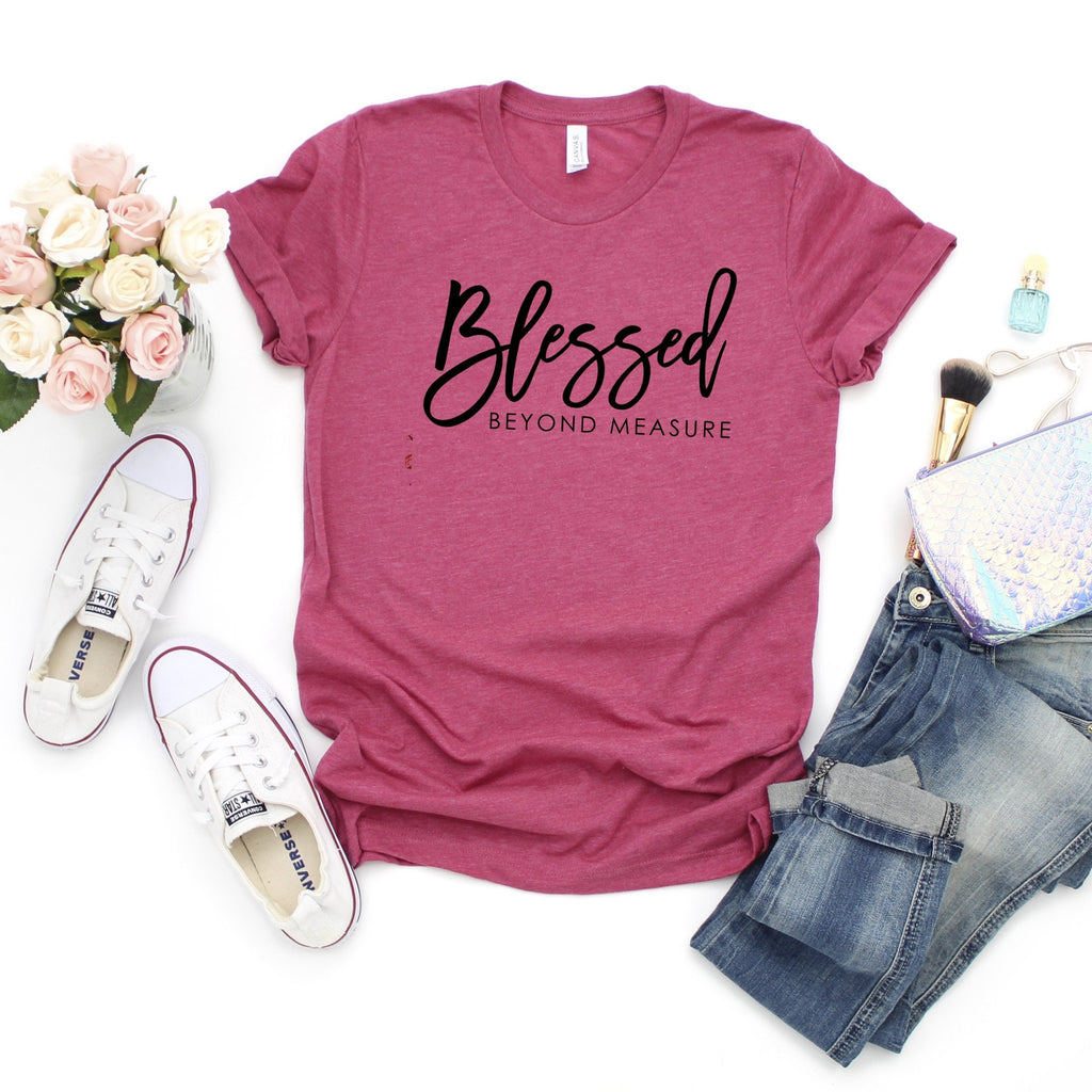 Blessed Beyond Measure Tee - christian shirt - Blessed womens shirt - mom life tee shirt