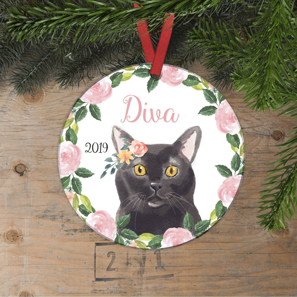 Cat Ornament - personalized cat ornament - watercolor orange cat christmas ornament