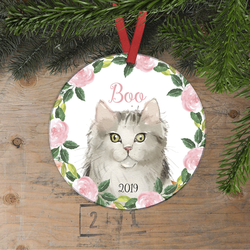 Cat Ornament - personalized cat ornament - watercolor orange cat christmas ornament