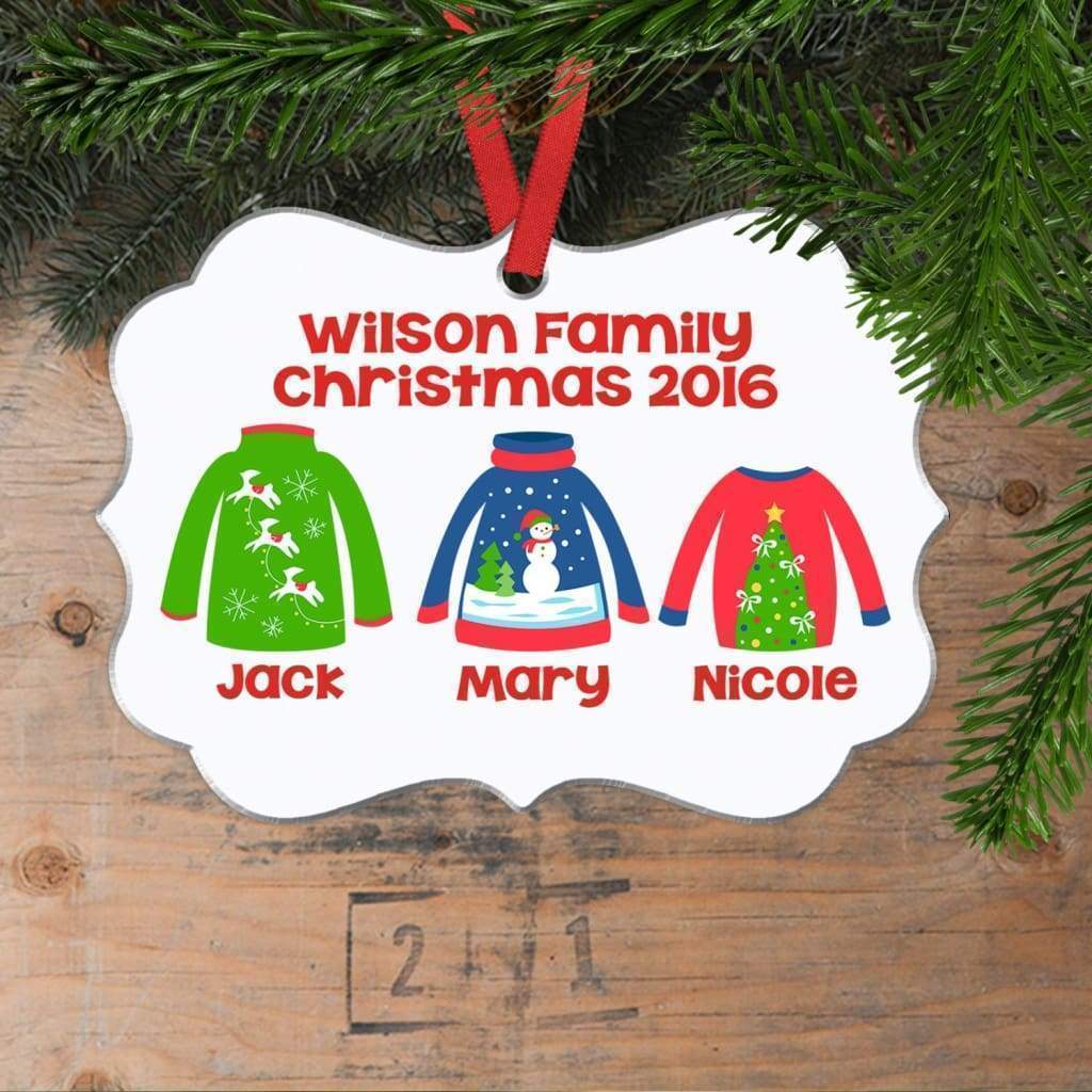 Christmas Ornament Personalized Family Ugly Sweaters Family Stocking Stuffer