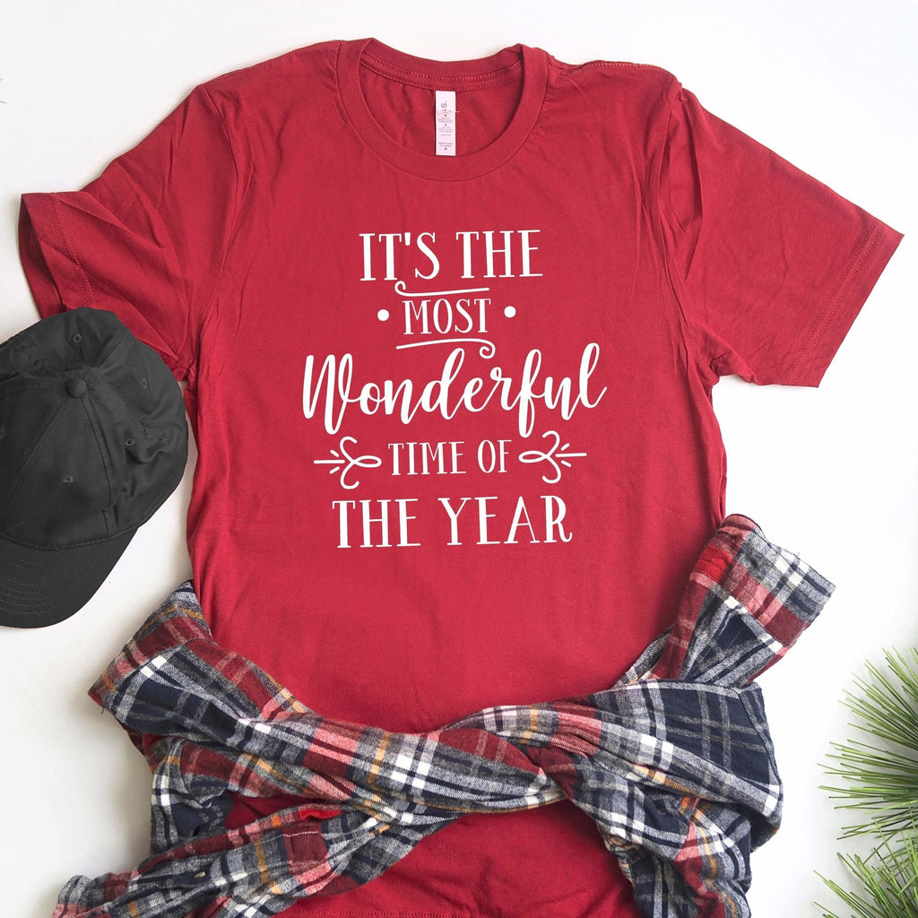 Christmas Tee - Red Christmas Shirt - Graphic T-shirt It's the most Wonderful time of the year