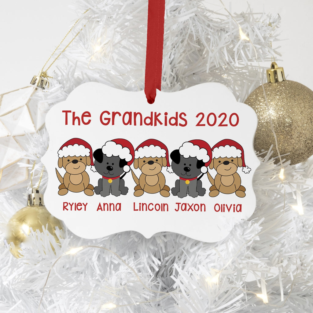 Custom Grandkids Christmas Ornament, Christmas Ornament for Grandparents, Grandparents Gift from Grandkids, Santa Dog Ornament