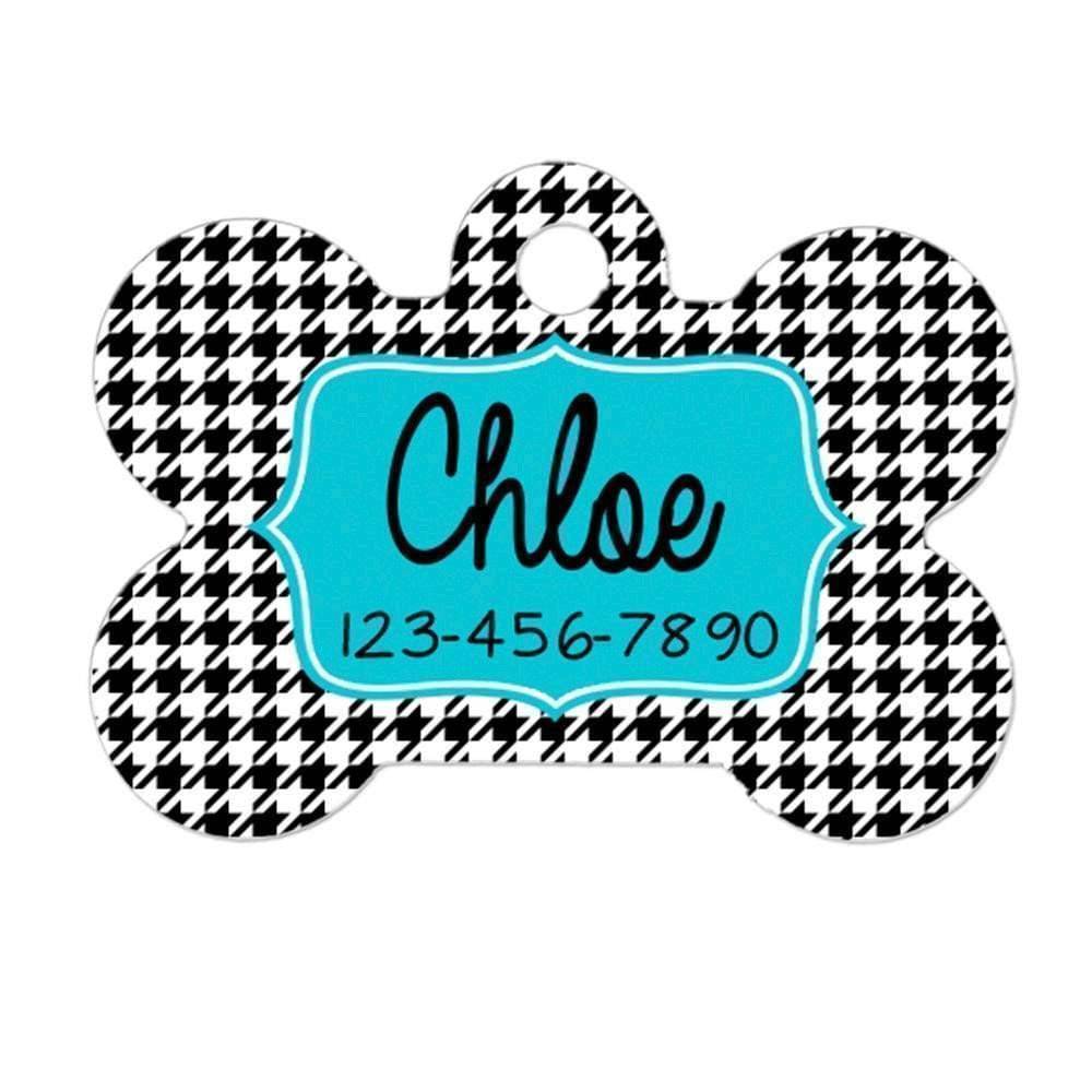 Dog Tags for Dogs - Houndstooth Dog Tags for Dogs - Turquoise Dog Tags for Dogs