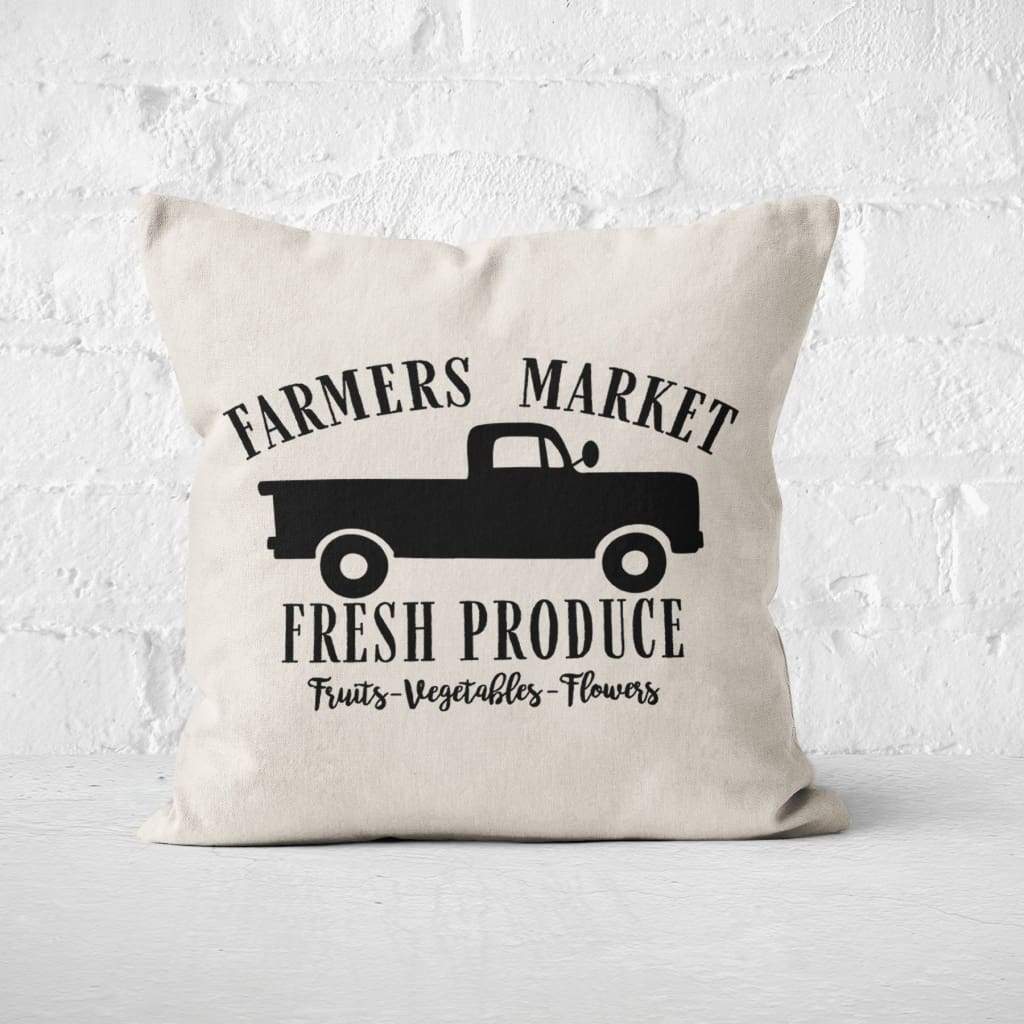 Farmhouse Pillows - Farmhouse Decor - Farmers Market Vintage Truck Accent Pillow