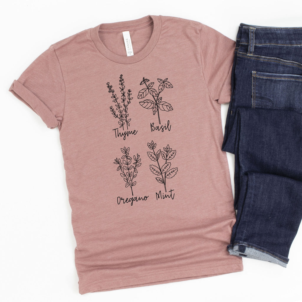 Garden Tee, Herb Tshirt, Gardening Tshirt, Plant Lover Gift, Botanical Shirt, Gift for Gardner