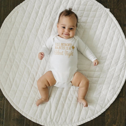 Gold Christmas Baby Tshirt - Newborn Baby Gift - Silent Night Gold Baby Outfit